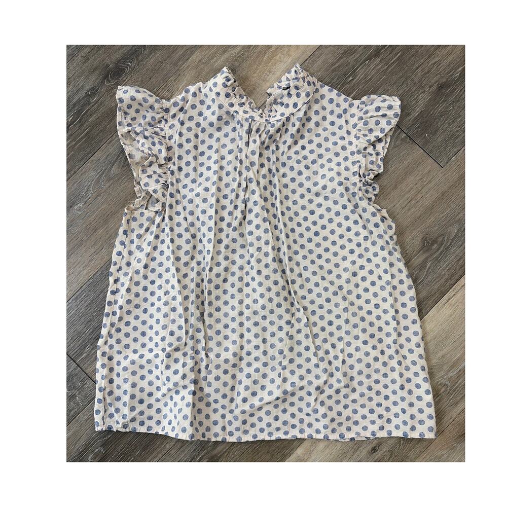 Voy Large Polka Dot Ruffle Blouse Cottagecore Prairie Dainty Feminine Top